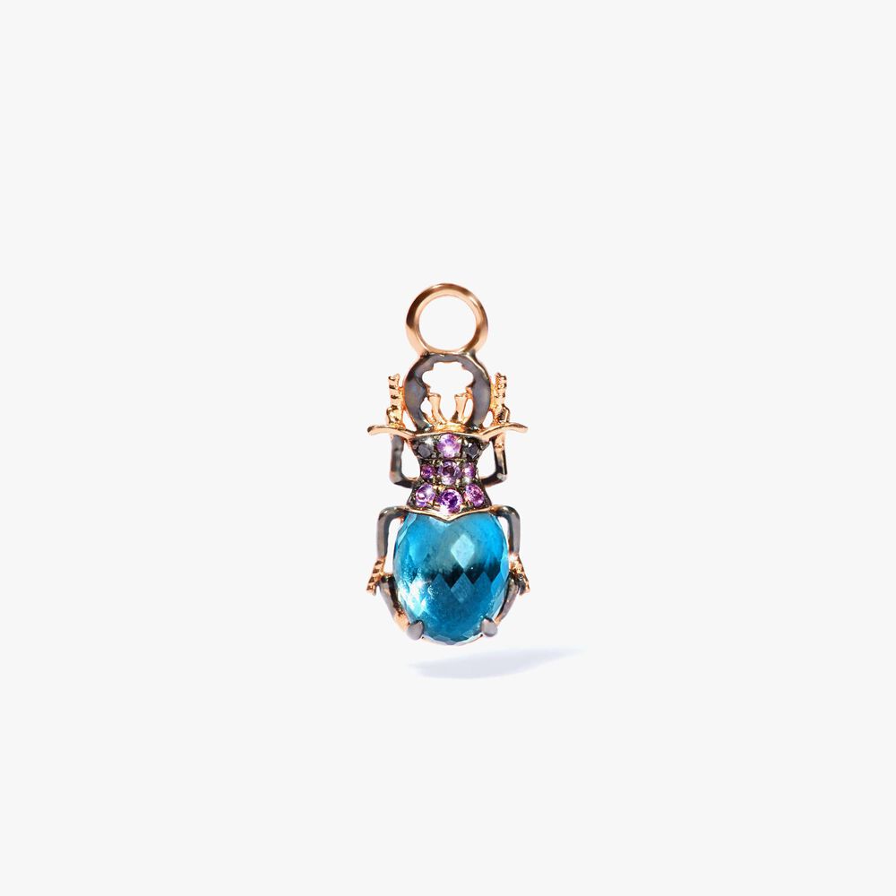Mythology 18ct Rose Gold Topaz Beetle Single Earring Drop | Annoushka jewelley