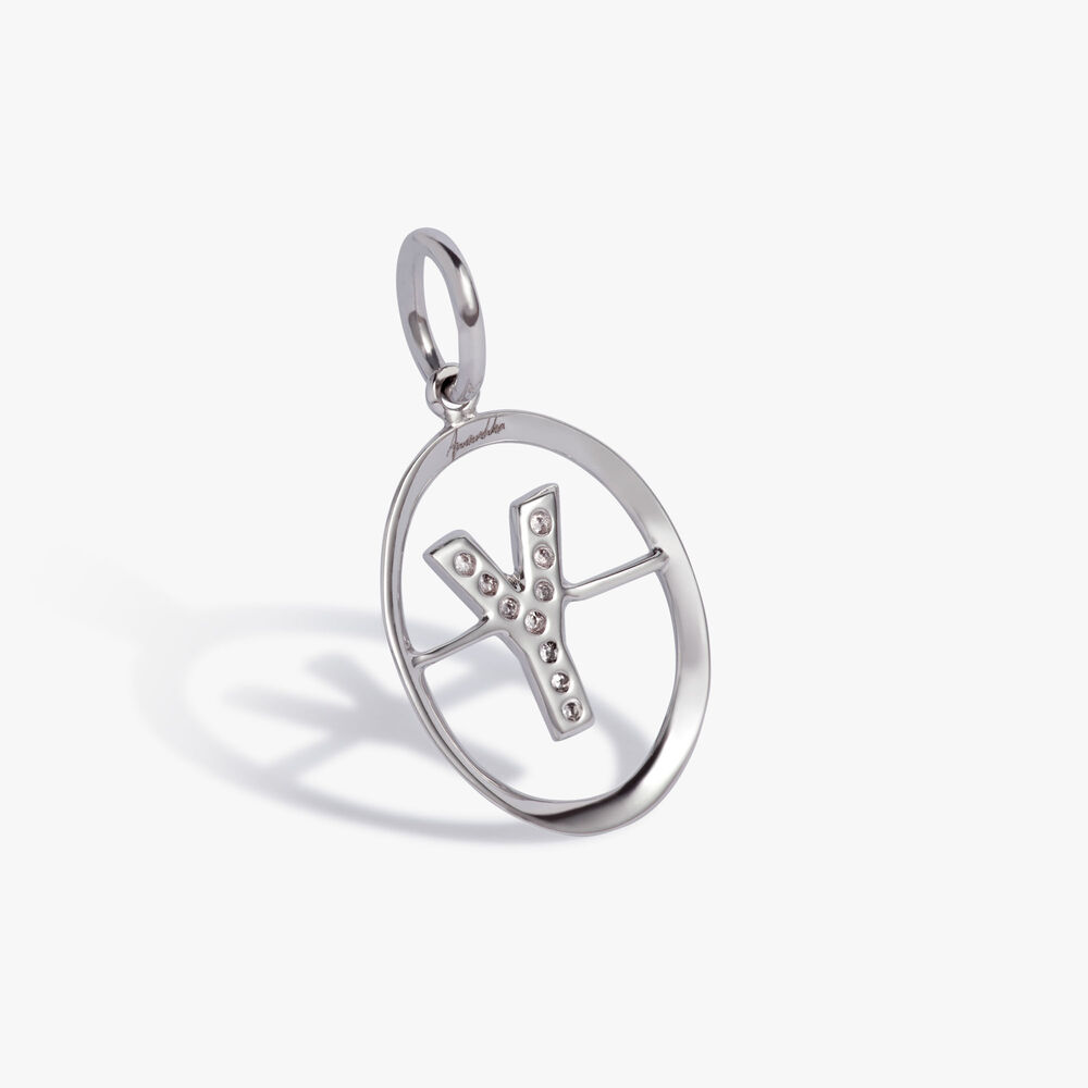 Initials 18ct White Gold Diamond Y Pendant | Annoushka jewelley