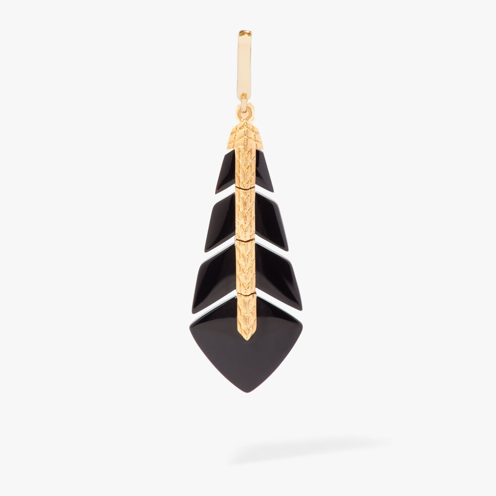 Flight 18ct Yellow Gold Feather Black Onyx Charm | Annoushka jewelley