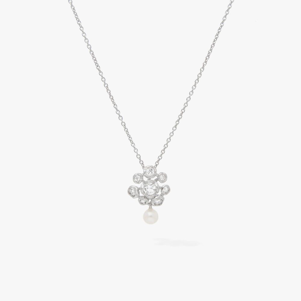 Marguerite 18ct White Gold Pearl & Diamond Necklace | Annoushka jewelley