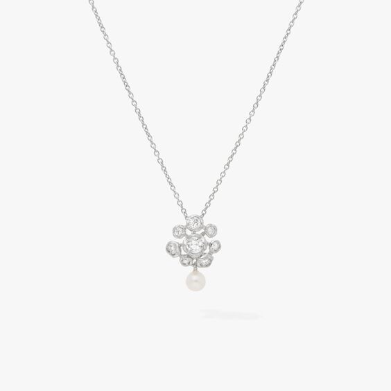 Marguerite 18ct White Gold Diamonds & Pearl Necklace ...