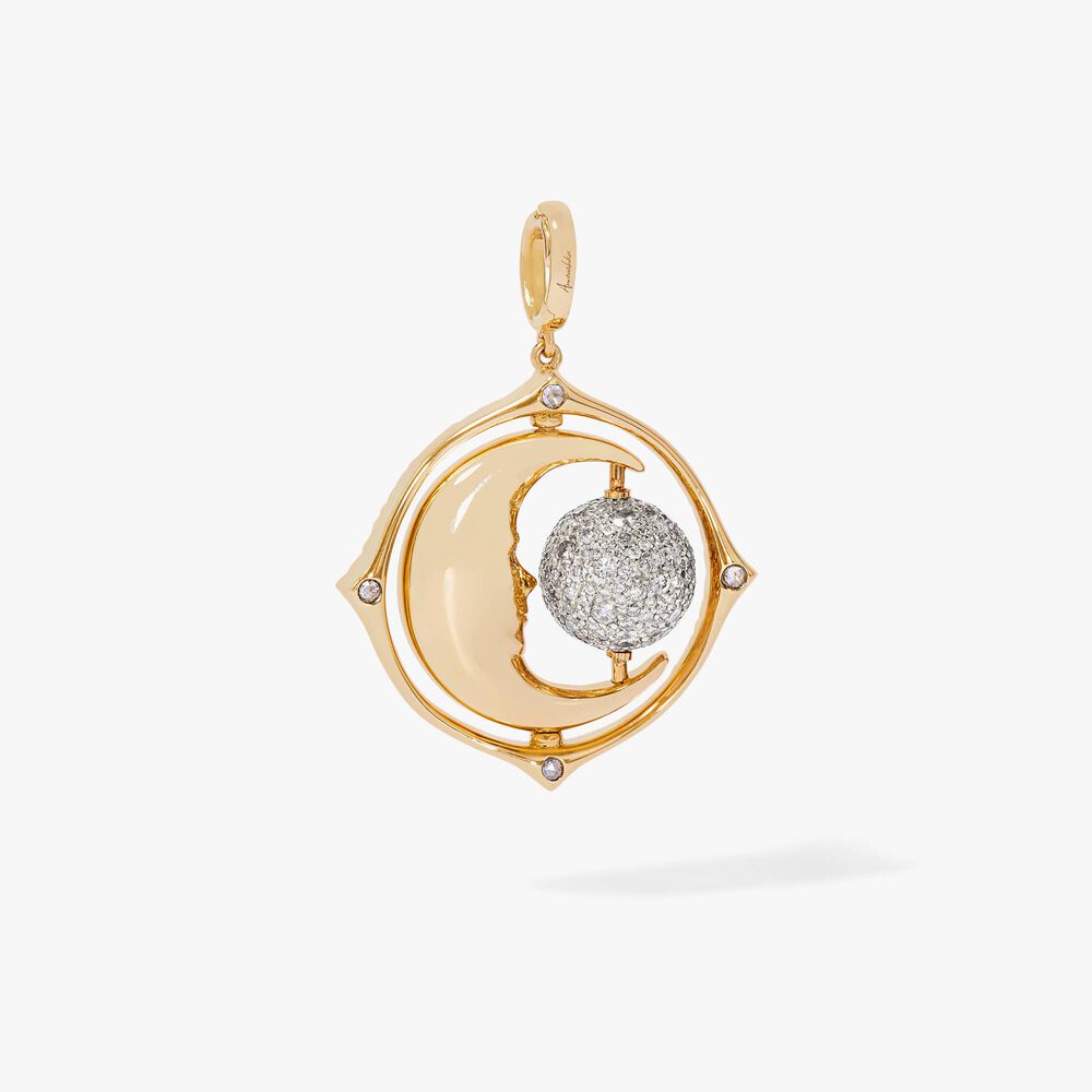 Mythology 18ct Gold Diamond Spinning Moon Pendant | Annoushka jewelley