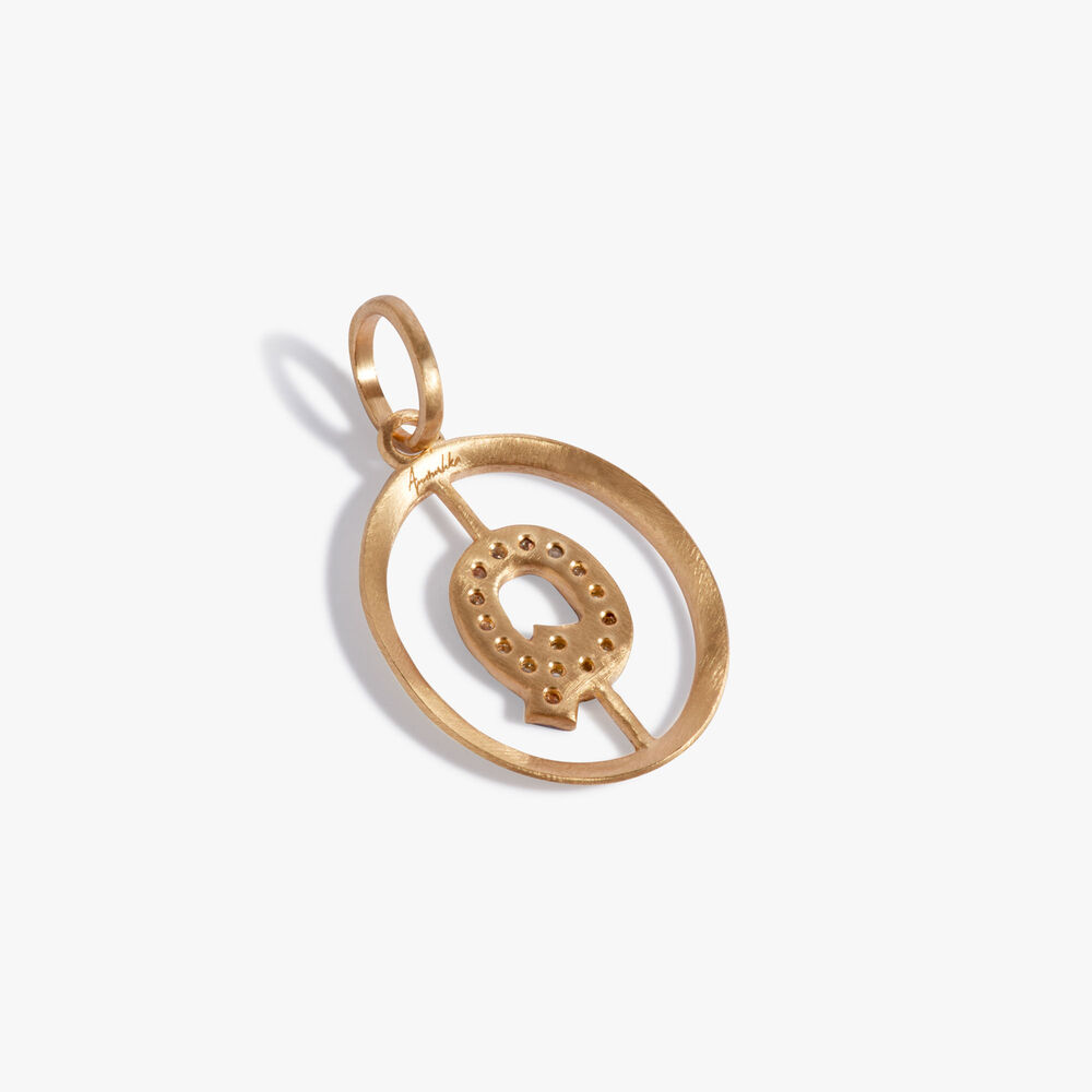 Initials 18ct Yellow Gold Diamond Q Pendant | Annoushka jewelley