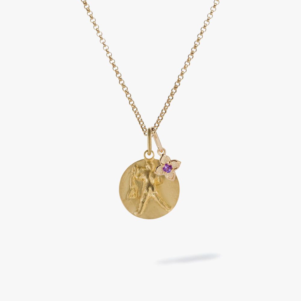 Gold Aquarius & Amethyst February Birthstone Necklace | Annoushka jewelley
