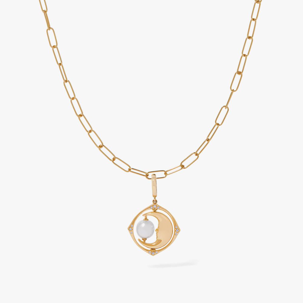 Mythology 18ct Gold Pearl Spinning Moon Mini Charm Necklace | Annoushka jewelley