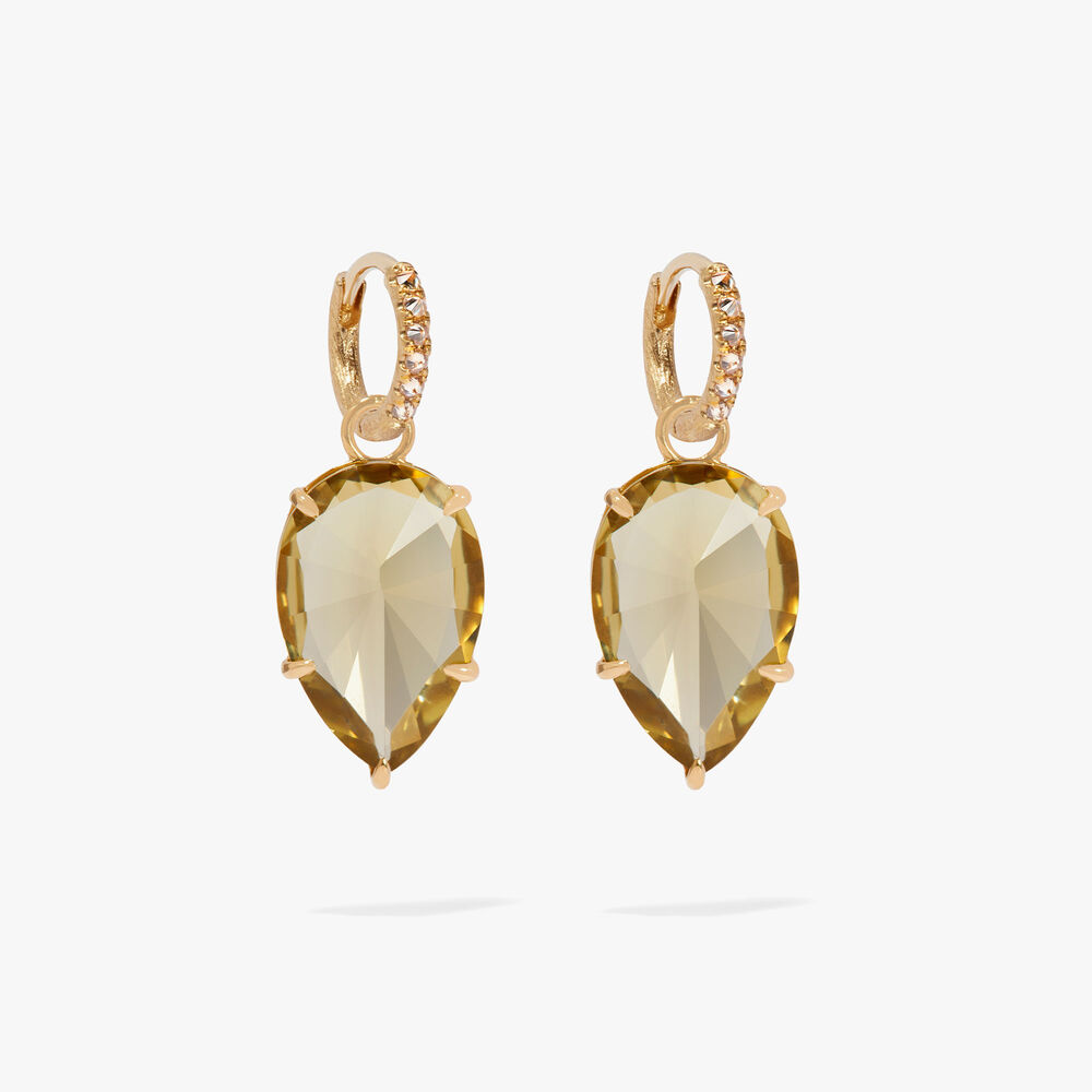 Chameleon 18ct Yellow Gold Olive Quartz Earring Drops | Annoushka jewelley
