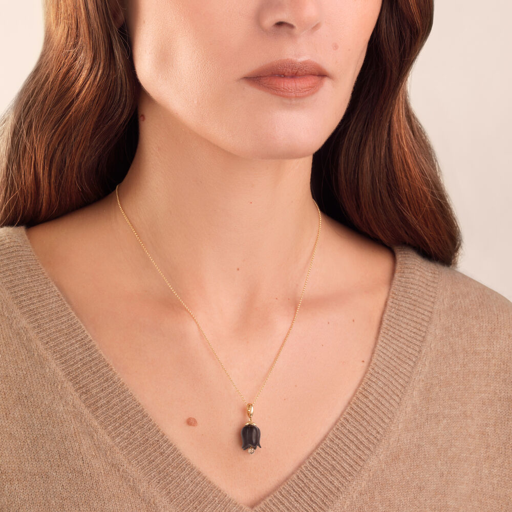 18ct Gold Ebony Diamond Tulip Charm | Annoushka jewelley