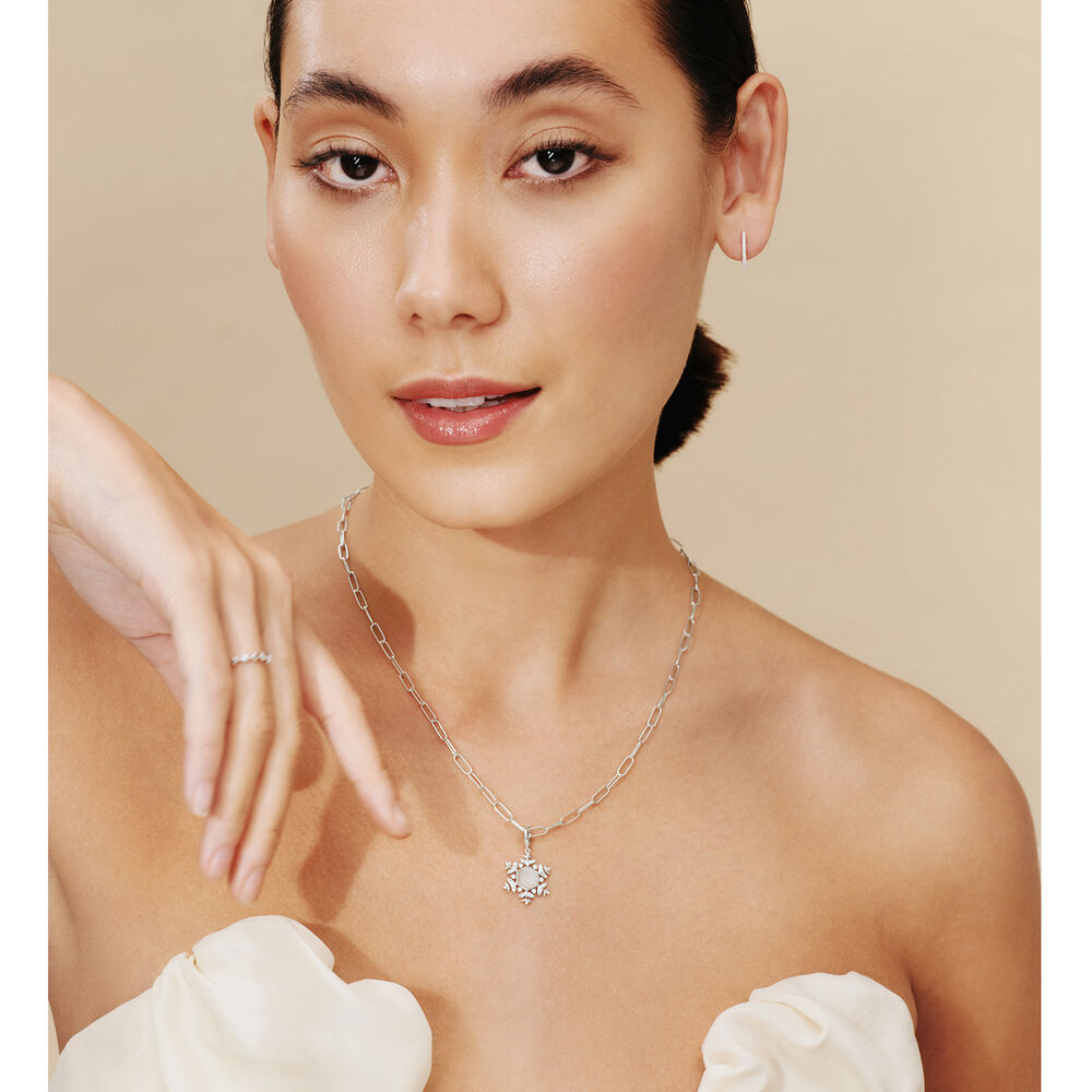 18ct White Gold Quartz Snowflake Charm Pendant | Annoushka jewelley