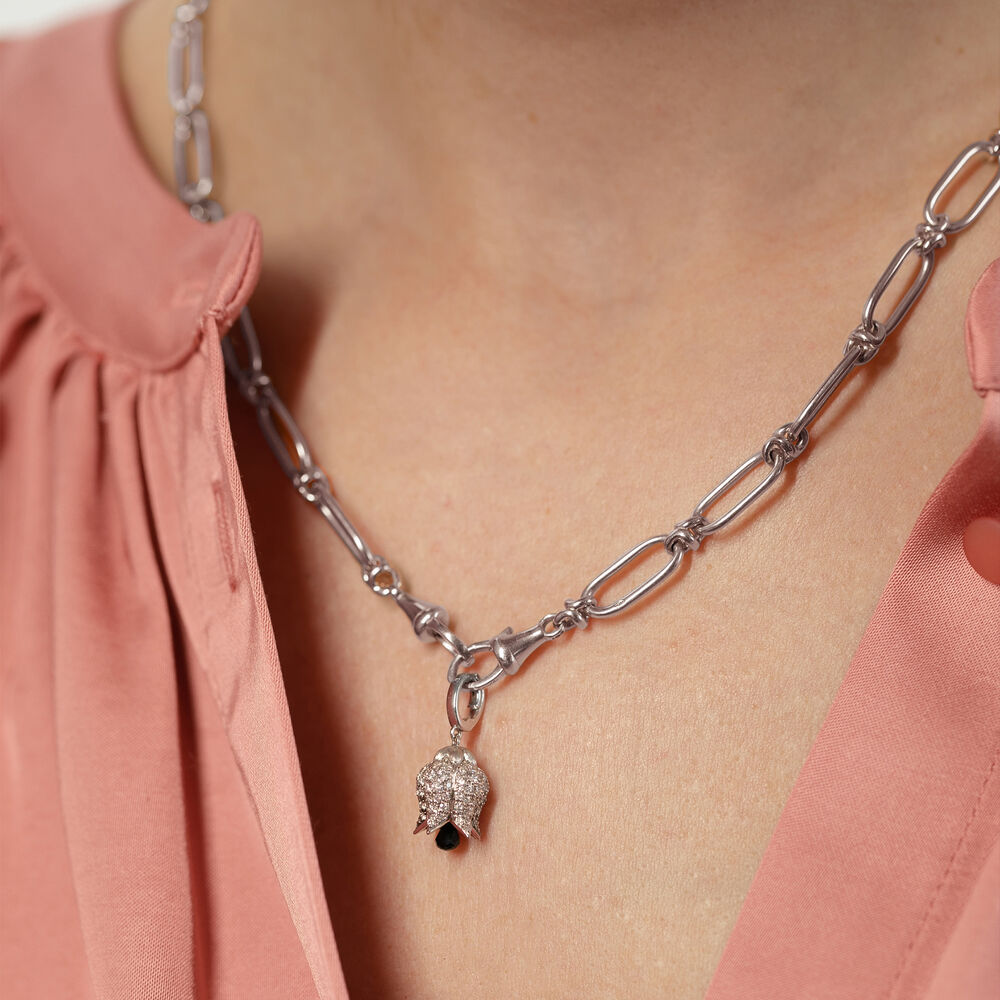 Tulips 14ct White Gold Diamond Charm Necklace | Annoushka jewelley