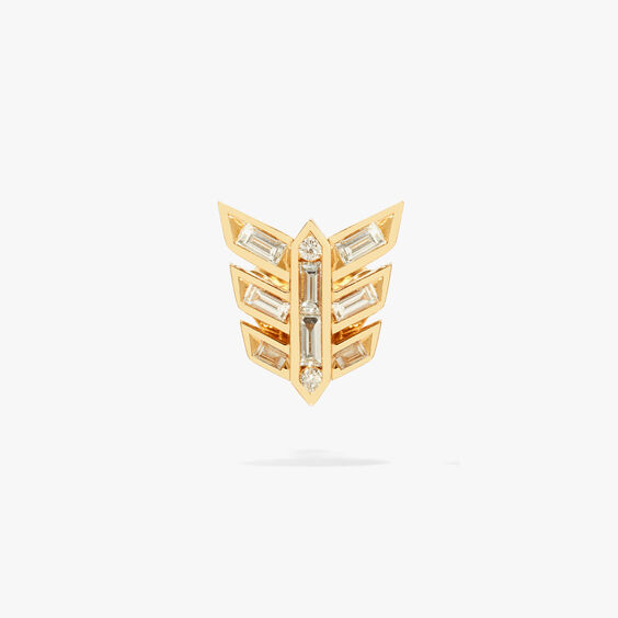 Flight 18ct Gold Feather Diamond Baguette Stud Earring