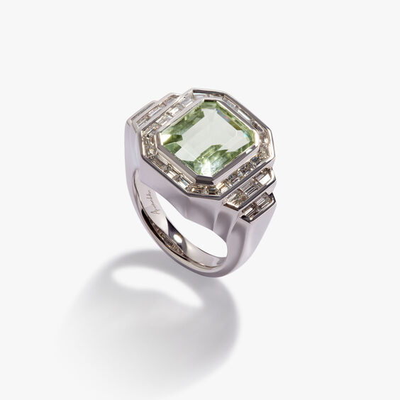 Greta 18ct White Gold Green Amethyst & Diamond Ring