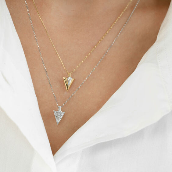 Deco 18ct White Gold Diamond Arrow Necklace