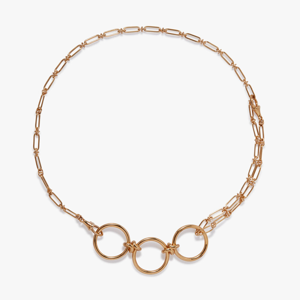 Knuckle 14ct Yellow Gold Classic Chain & Ring Necklace | Annoushka jewelley
