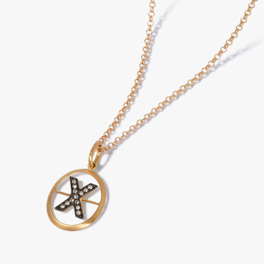 Annoushka Initials 18ct Yellow Gold Diamond X Necklace