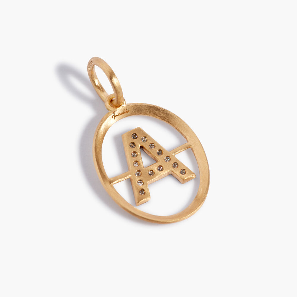 Initials 18ct Yellow Gold Diamond A Pendant | Annoushka jewelley