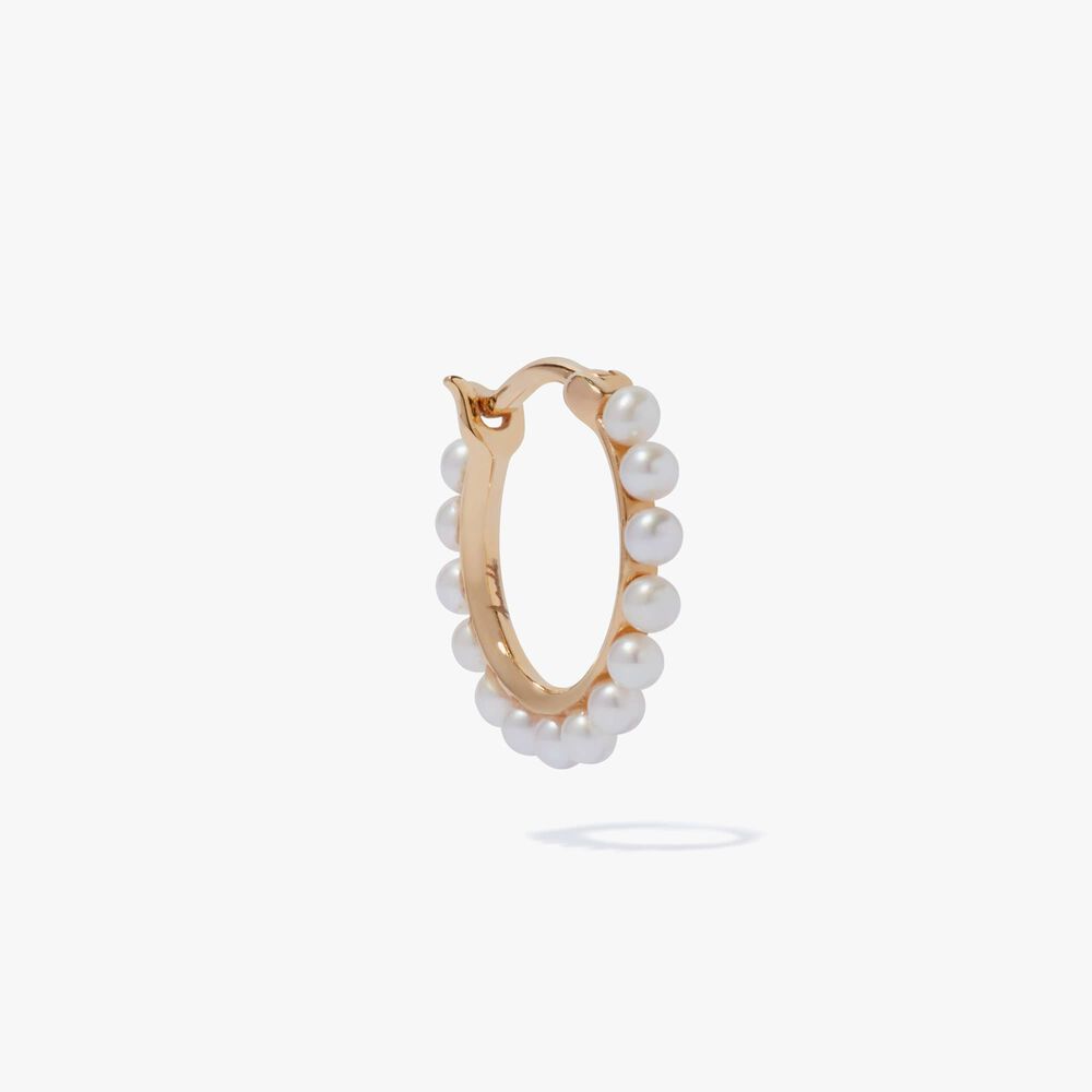 18ct Yellow Gold Pearl Hoop Earring | Annoushka jewelley