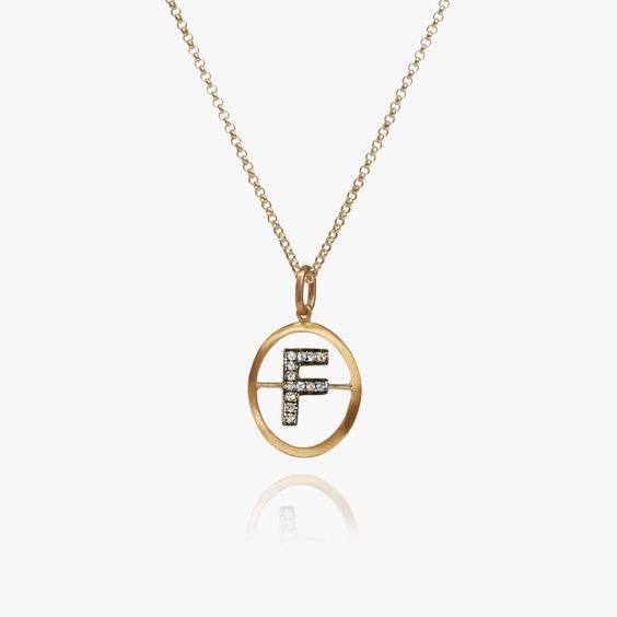Initials 18ct Yellow Gold Diamond F Necklace