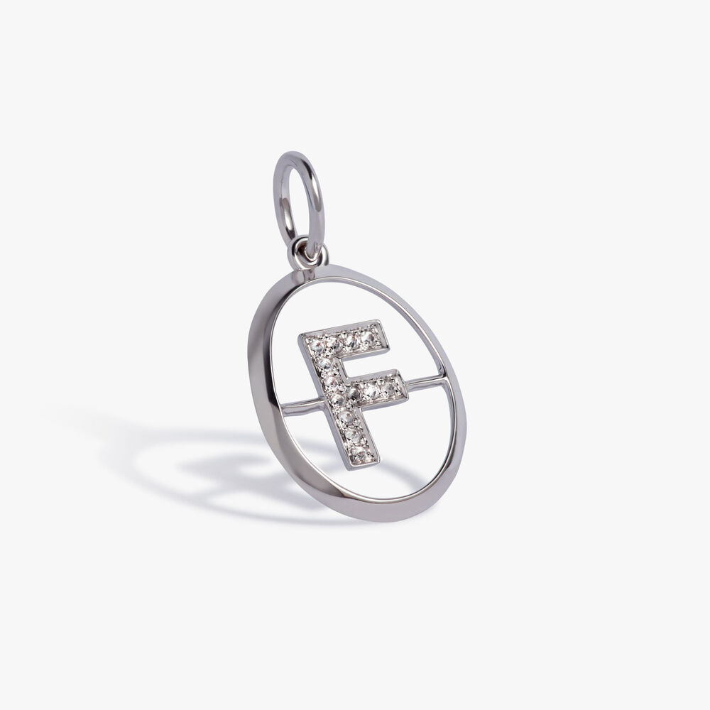 Initials 18ct White Gold Diamond F Pendant | Annoushka jewelley