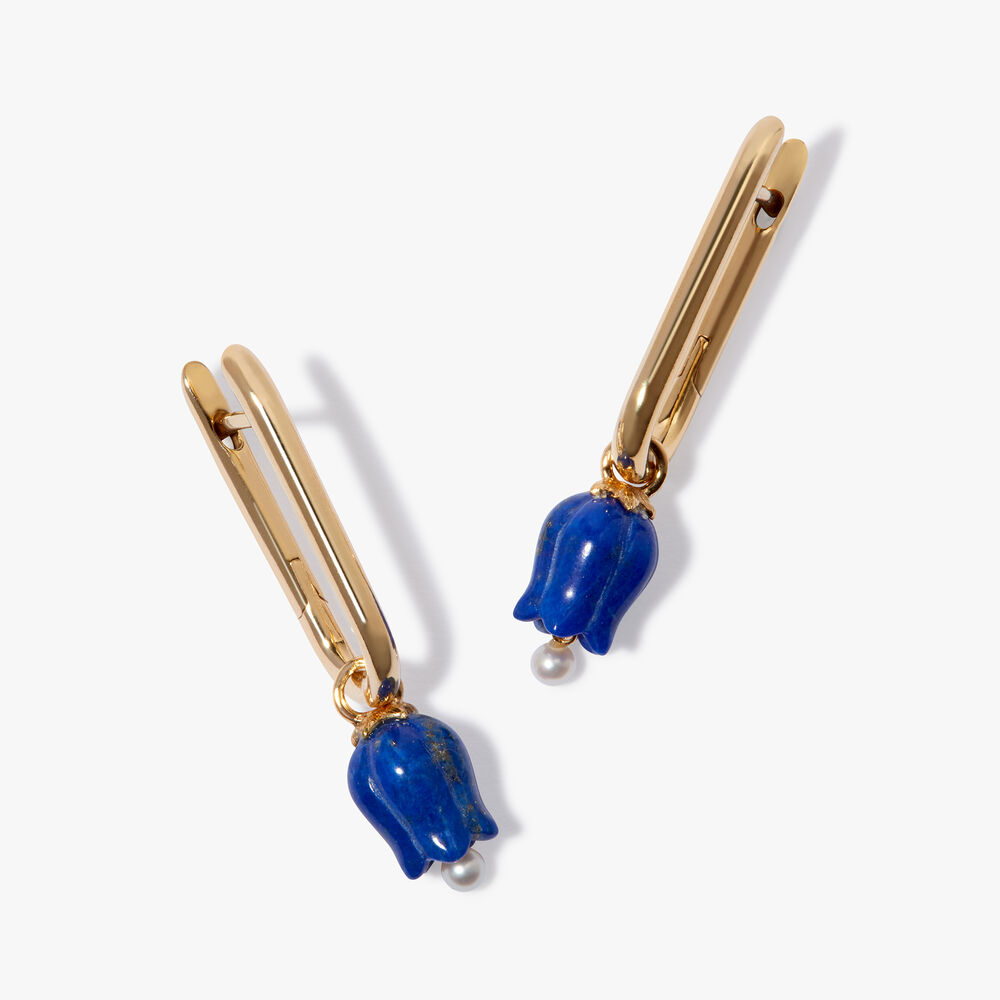 Tulips 14ct Yellow Gold Lapis Knuckle Earrings | Annoushka jewelley