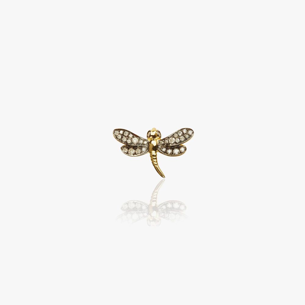 Love Diamonds 18ct Yellow Gold Dragonfly Right Stud Earring | Annoushka jewelley