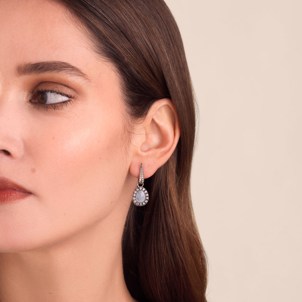 Dusty Diamonds 18ct White Gold Aquamarine Earring Drops | Annoushka jewelley