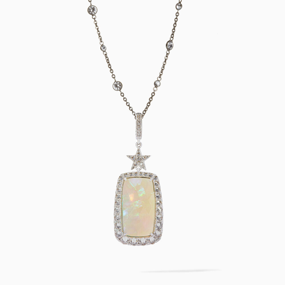 18ct White Gold Ethiopian Opal Pendant | Annoushka jewelley