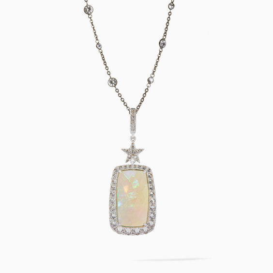 Unique 18ct White Gold Ethiopian Opal Pendant