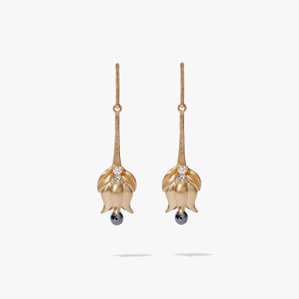 Tulips 18ct Yellow Gold Diamond Drop Earrings | Annoushka jewelley