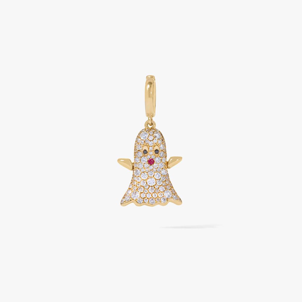18ct Yellow Gold Diamond Ghost Charm Pendant | Annoushka jewelley
