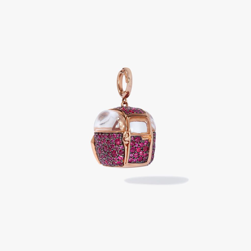 18ct Rose Gold Ruby Cable Car Charm Pendant | Annoushka jewelley