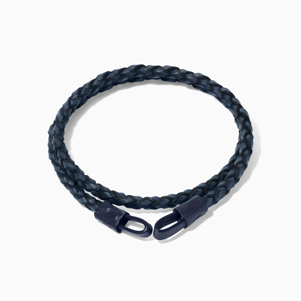 41cms Plaited Navy-Blue Leather Bracelet | Annoushka jewelley