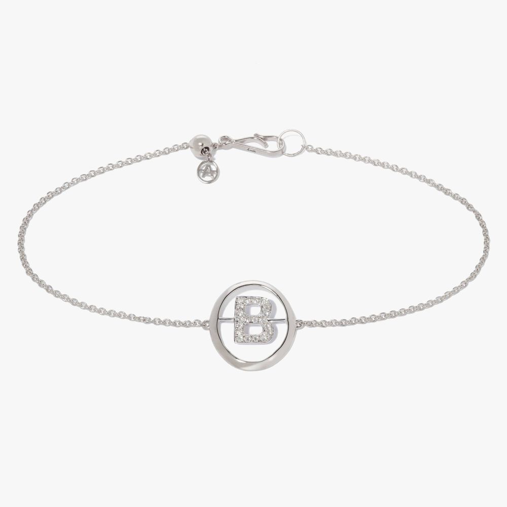 18ct White Gold Diamond Initial B Bracelet | Annoushka jewelley