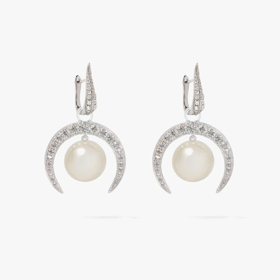 18ct White Gold Diamond & Pearl Earrings