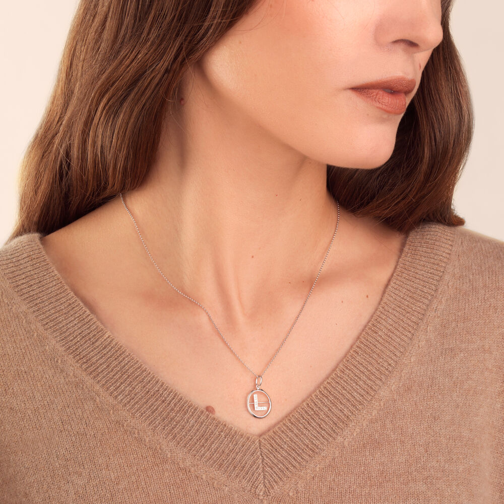18ct White Gold Diamond Initial L Necklace | Annoushka jewelley