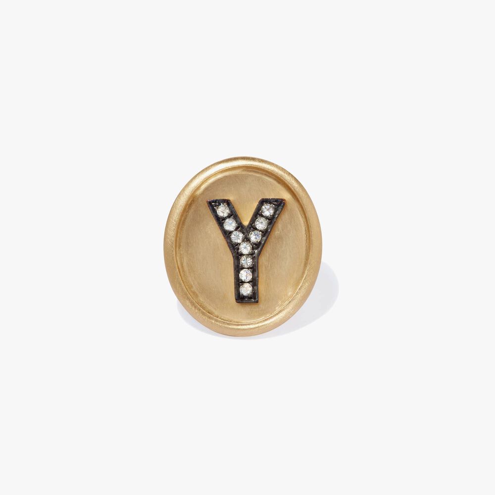 18ct Gold Diamond Initial Y Face | Annoushka jewelley