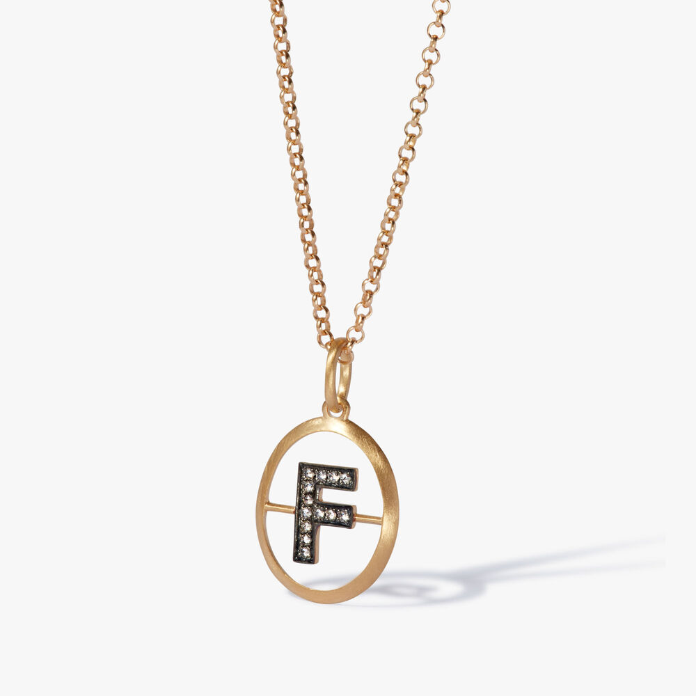 Initials 18ct Yellow Gold Diamond F Necklace | Annoushka jewelley