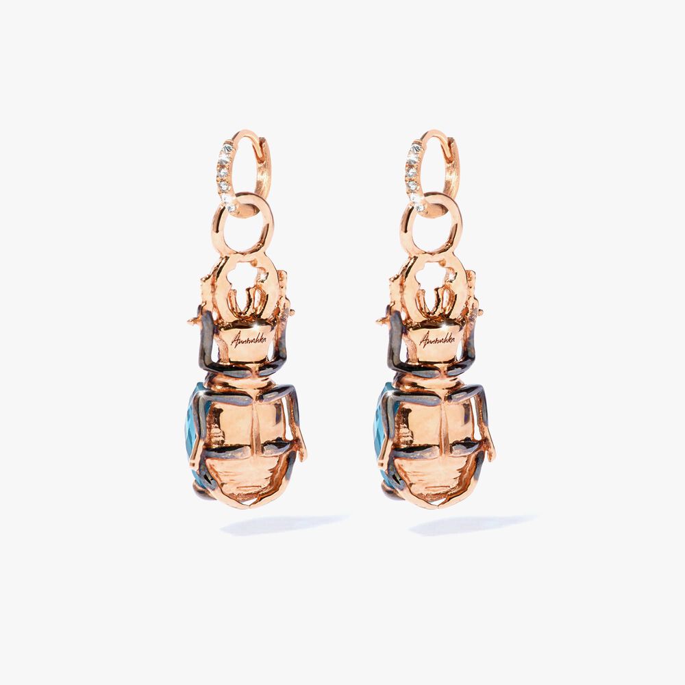 Mythology 18ct Rose Gold Topaz Beetle Earring Drops | Annoushka jewelley