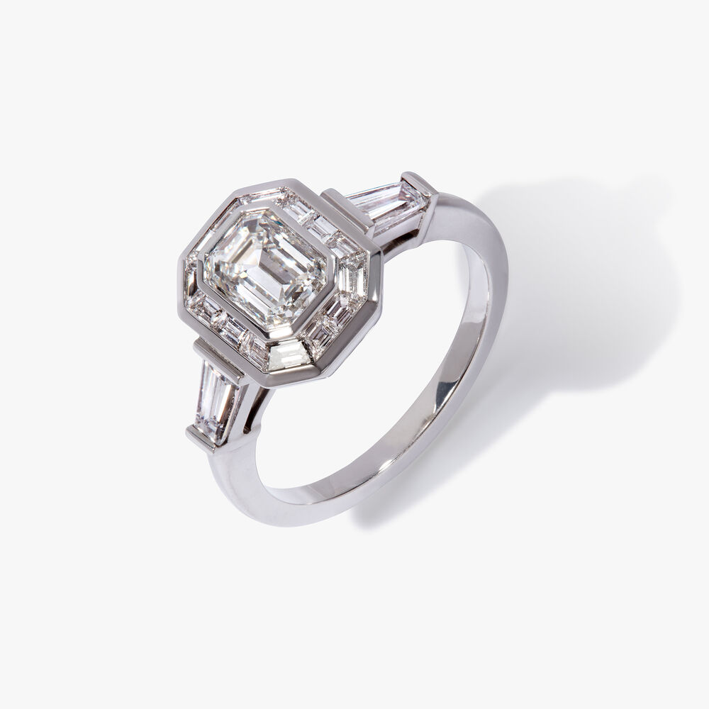 18ct White Gold Emerald Cut Diamond Ring | Annoushka jewelley