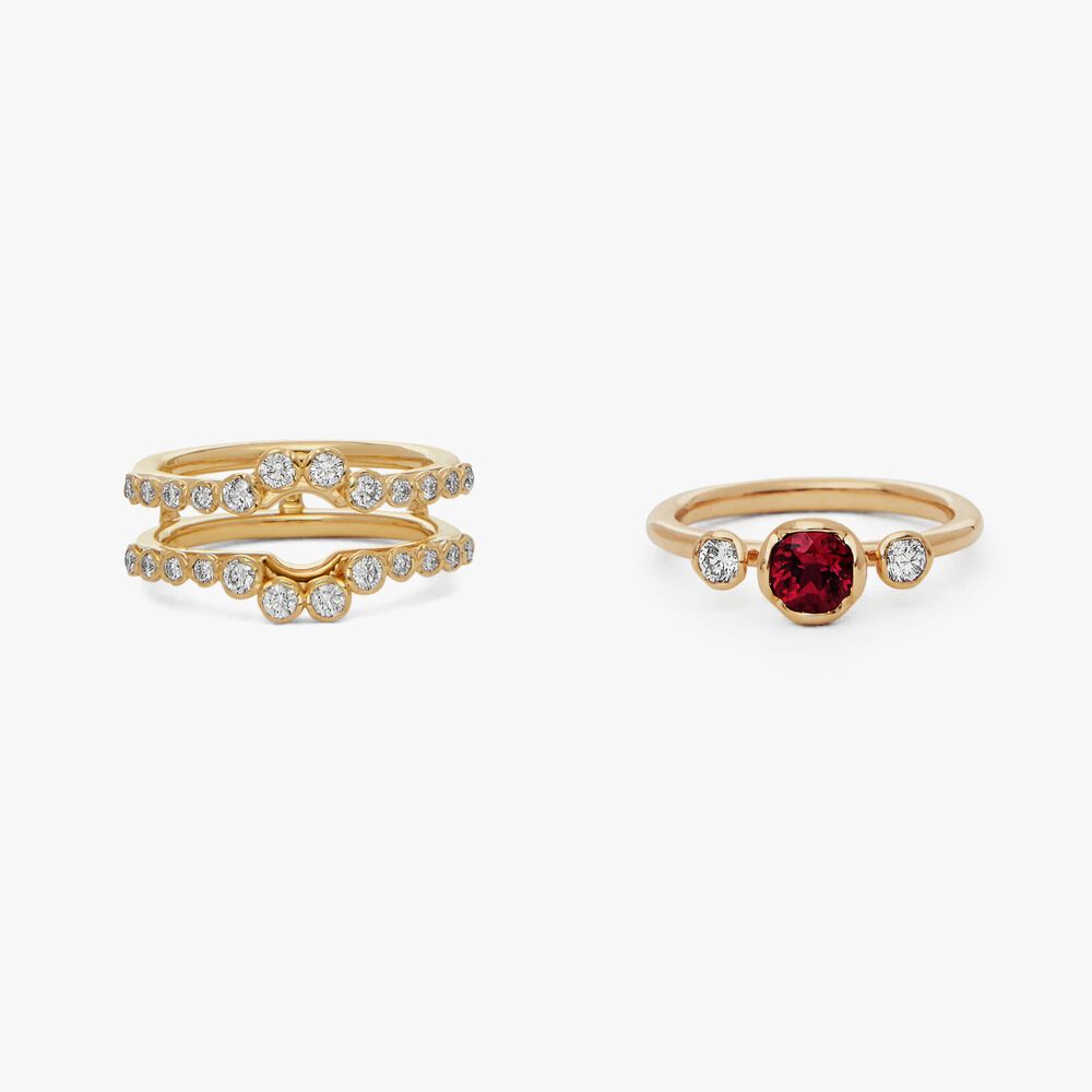 18ct Gold Rubellite & Diamond Ring Stack | Annoushka jewelley