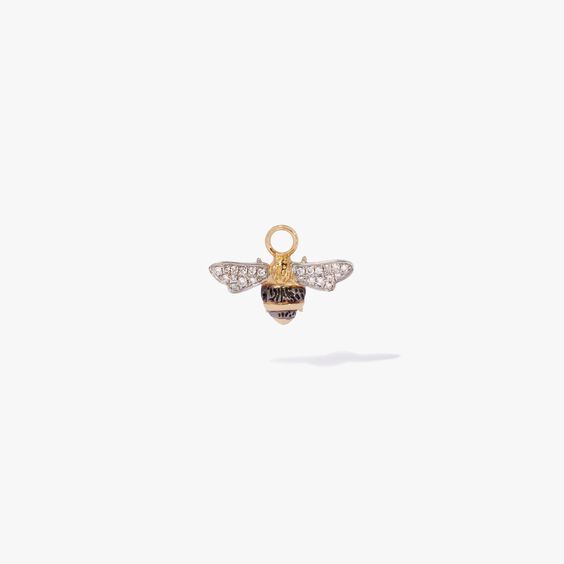 18ct Yellow Gold Diamond Bee Earring Drop