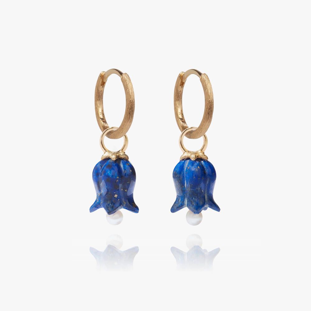 Tulips 18ct Yellow Gold Lapis Lazuli Hoop Earrings | Annoushka jewelley