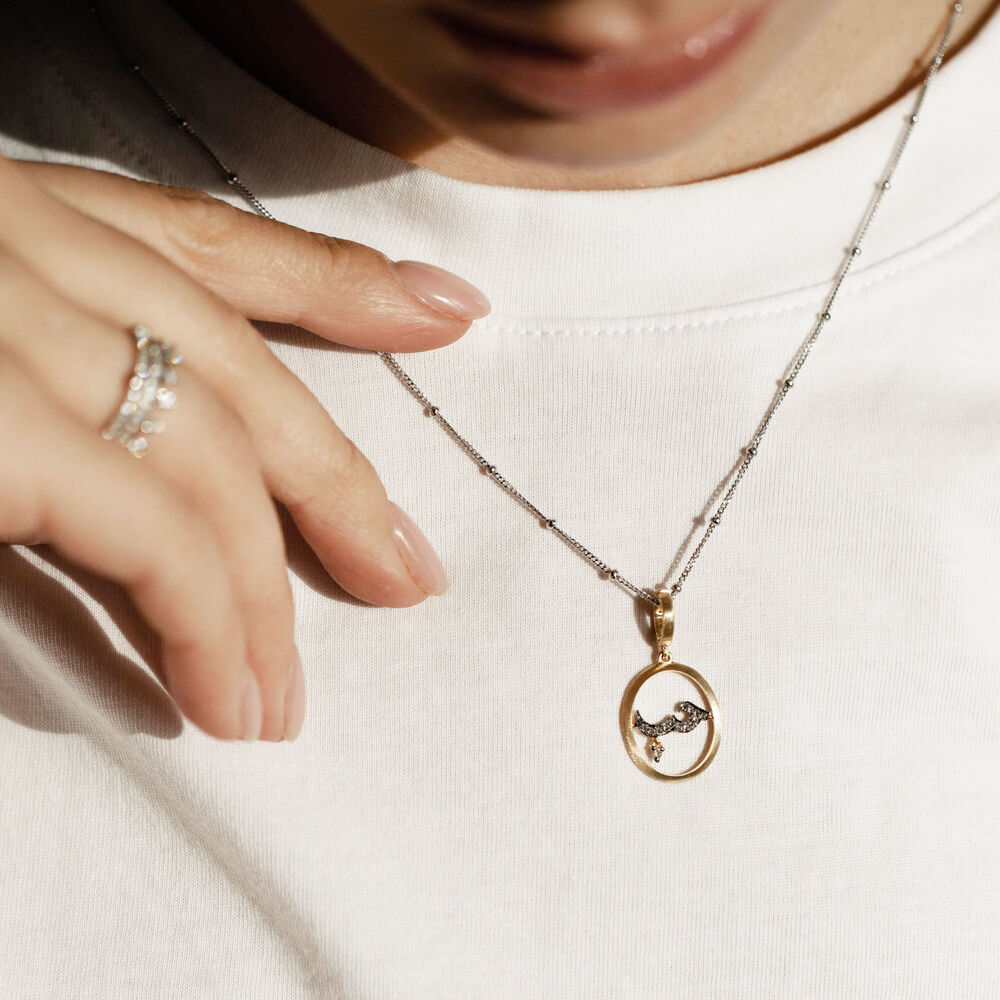 18ct Yellow Gold Diamond Arabic Love Charm Pendant | Annoushka jewelley