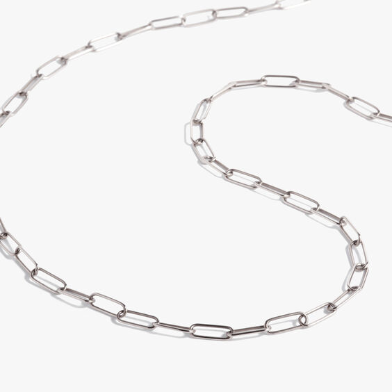 14ct White Gold Long Mini Cable Chain