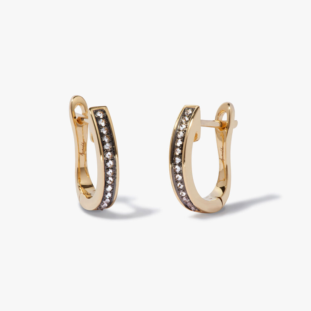 Eclipse 18ct Gold & Porcupine Diamond Hoop Earrings | Annoushka jewelley