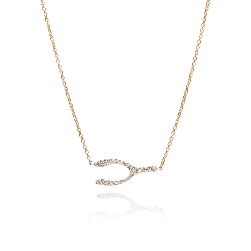 Love Diamonds 18ct Bi-Gold Diamond Wishbone Necklace | Annoushka jewelley