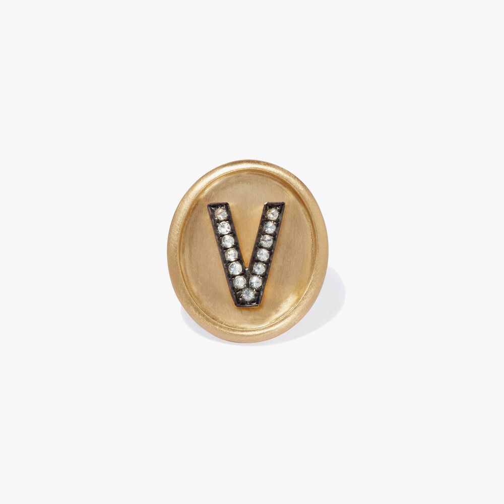 18ct Gold Diamond Initial V Face | Annoushka jewelley