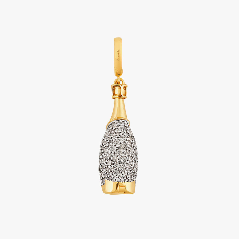 18ct Yellow Gold Diamond Champagne Bottle Locket Charm Pendant | Annoushka jewelley