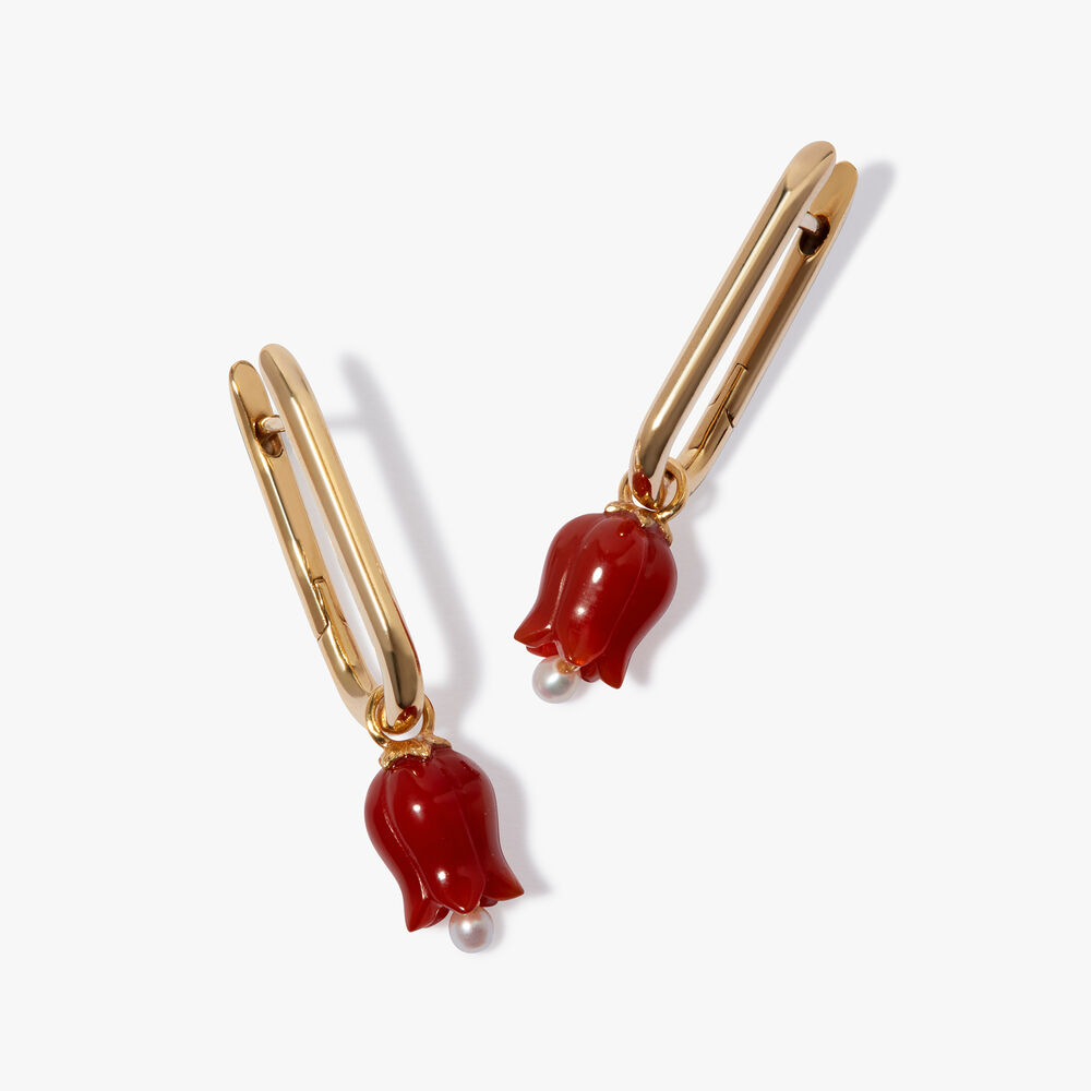 Tulips 14ct Yellow Gold Red Agate Knuckle Earrings | Annoushka jewelley