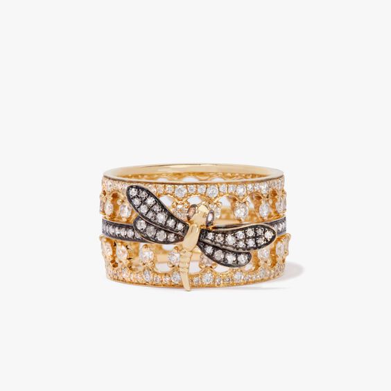 Dragonfly Crown Ring Stack in 18ct Yellow Gold