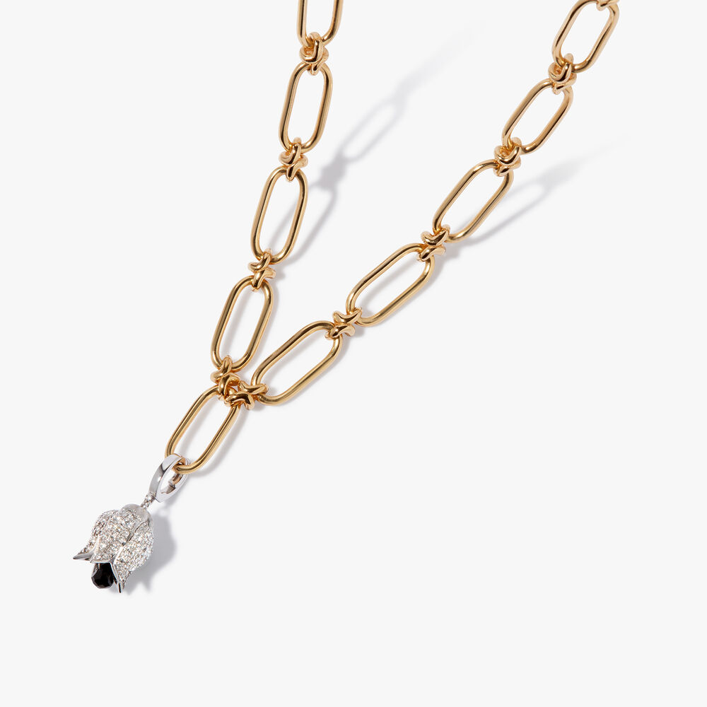 Tulips 14ct Yellow Gold Diamond Charm Necklace | Annoushka jewelley